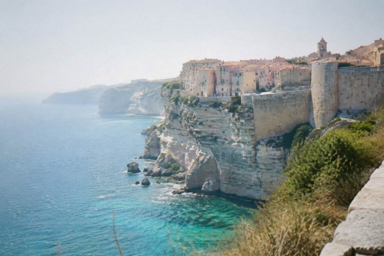 The citadel and white cliffs of Bonifacio rising above the Mediterranean sea