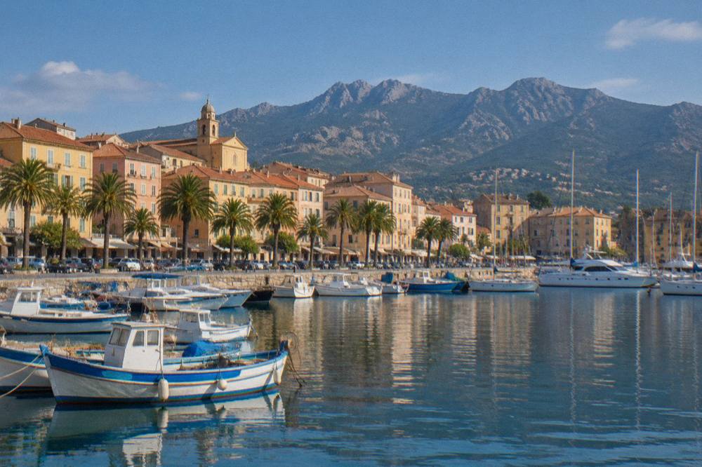 Fishing boats and yachts moored in the marina of Ajaccio