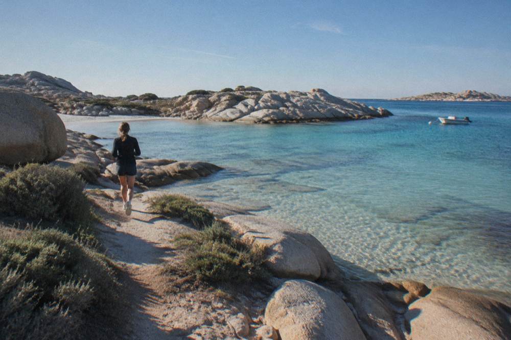 Granite rocks and clear shallow water on one of the Lavezzi islands south of Bonifacio