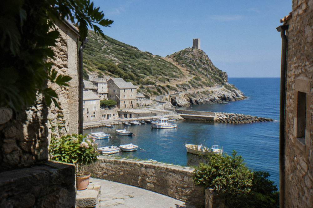 A small stone harbour village on the Cap Corse coast in Corsica