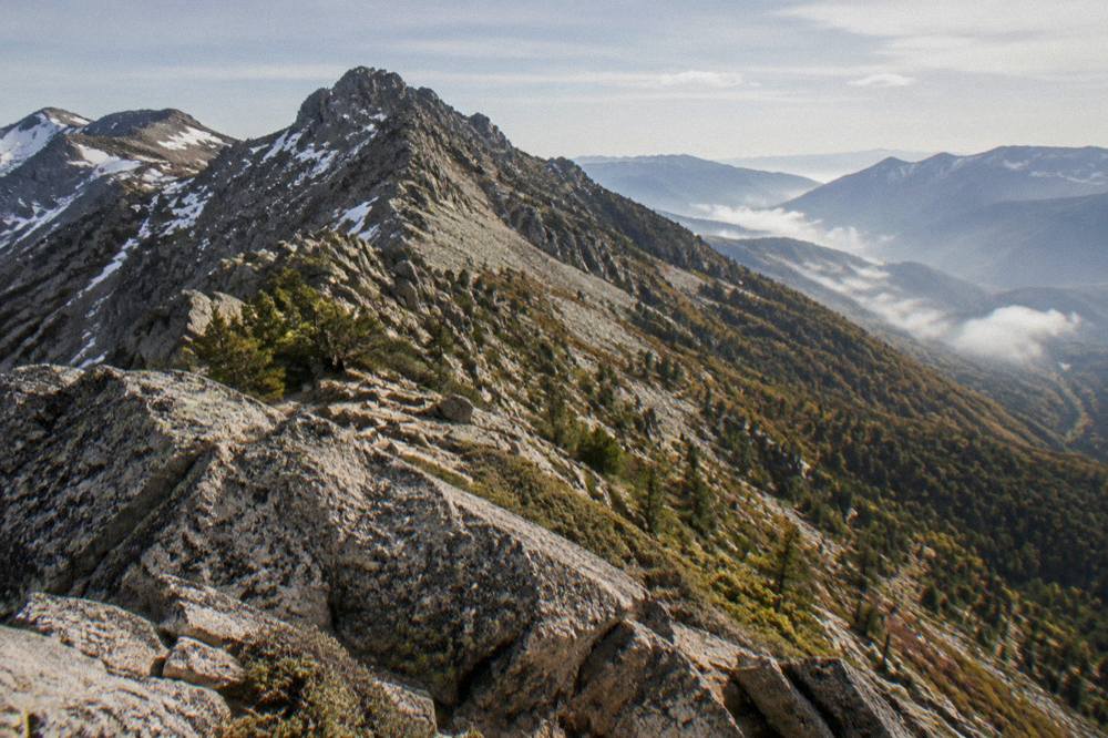 Autumn mist over wooded ridges in eastern Corsica after rain