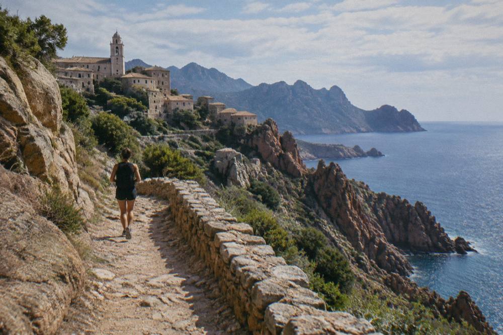A footpath above the sea near Piana in Corsica