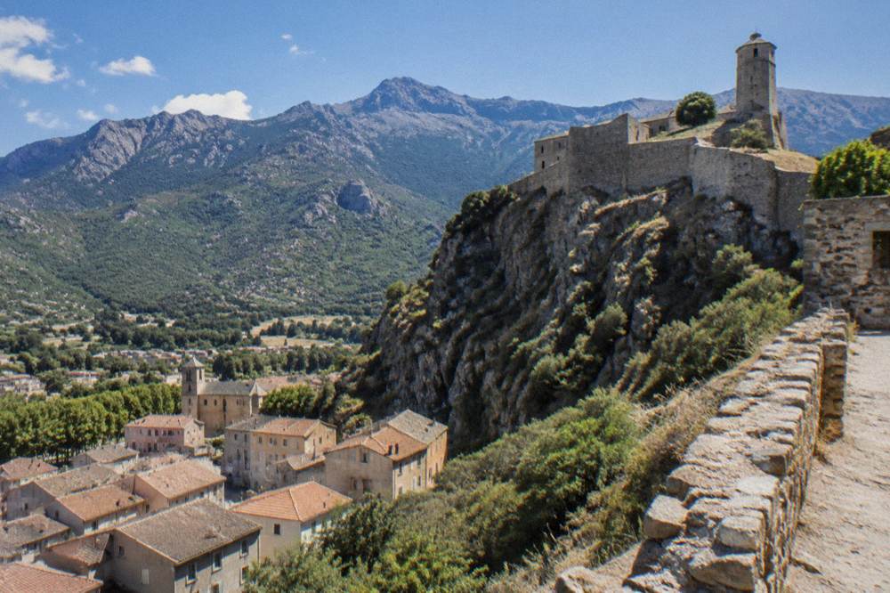 The citadel of Corte above the town and the valley