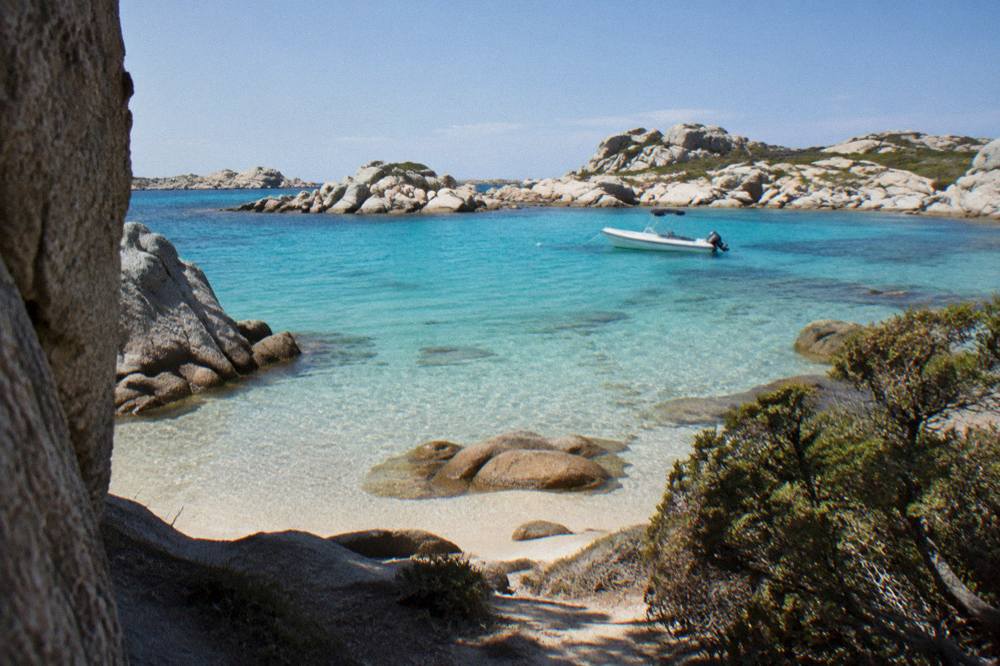Turquoise water and granite islets of the Lavezzi islands near Bonifacio