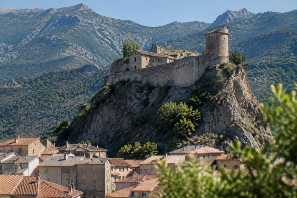 The citadel of Corte above the town in the mountains of central Corsica