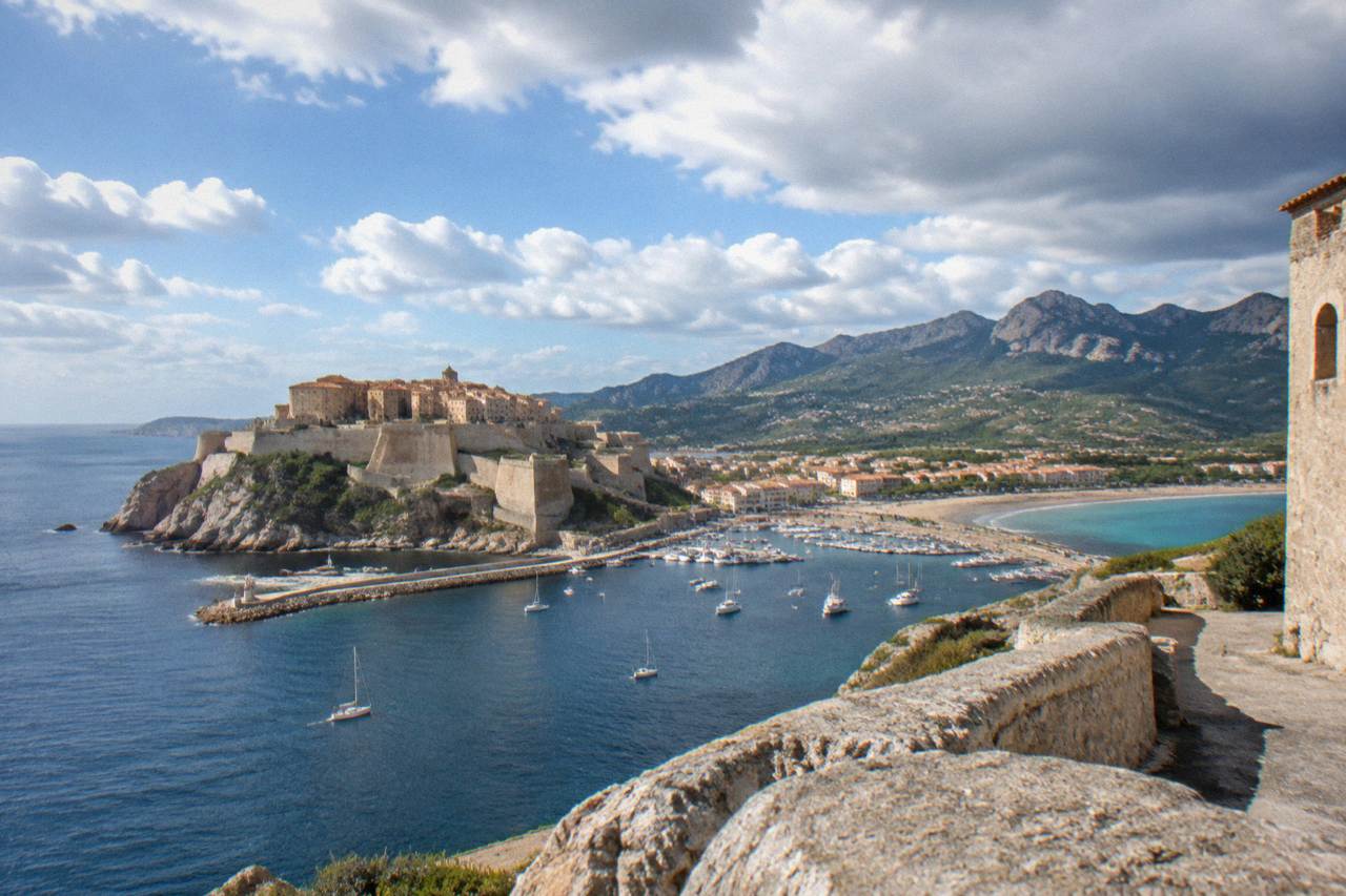 Bonifacio's clifftop citadel above the sea in southern Corsica