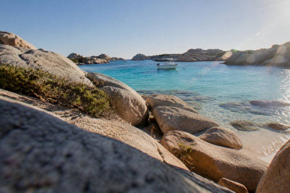 Turquoise water and granite slabs of the Lavezzi islands south of Bonifacio