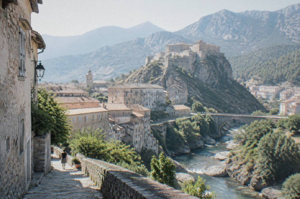 The citadel town of Corte above its river gorge in central Corsica